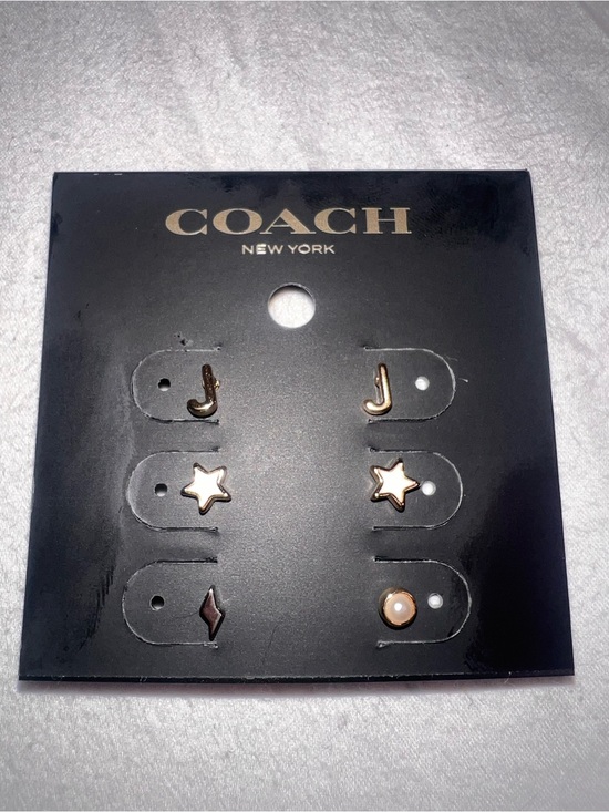 Coach Accessories - NWT Coach Rose Gold Mix Stud Earring Set - White Accent